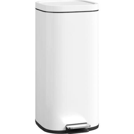 Cubo de basura con pedal de 30 litros, con tapa, cierre suave y función de apertura prolongada, ideal para la cocina y el hogar. (1/5)
