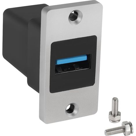 5Gbps USB 3.0 Rectangular Metal Panel Adapter USB 3.0 Female to Female Panel Mount Connector USB 3.0 Mounting Socket Data Module 5V/0.5A Charging