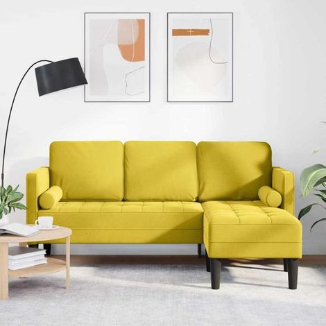 Ecksofa L-Form 4-Sitzer wasserdicht gelb Samt 173x131cm modern (1/5)