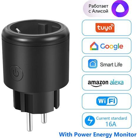 Enchufe inteligente de 16 A / Enchufe inteligente WiFi UE + función de sincronización de monitor de energía, la aplicación Toua SmartLife funciona con Alexa, Google Home, Yandex, Alice (1/5)