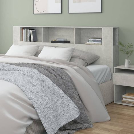 Armoire de tête de lit Gris béton 200x18,5x104,5 cm (1/5)