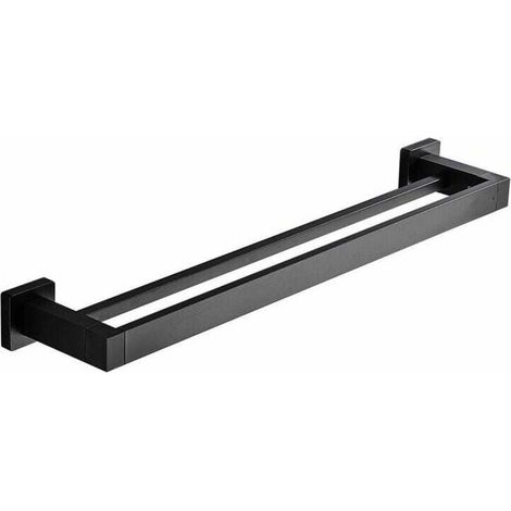 Porte Serviette Double Salle de Bain, Noir Barre Porte Serviette Mural, Porte Essuie Salle de Bain en Acier Inoxydable Porte Torchon Cuisine Support de Serviettes, 40cm,390g (1/4)