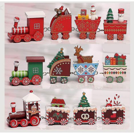 Décorations de Noël, train en bois, cadeaux de Noël pour enfants (maternelle), décoration de fenêtre
