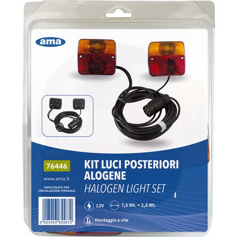 Kit luci posteriori alogene 12V con cavi 7,5+2,5m (1/3)