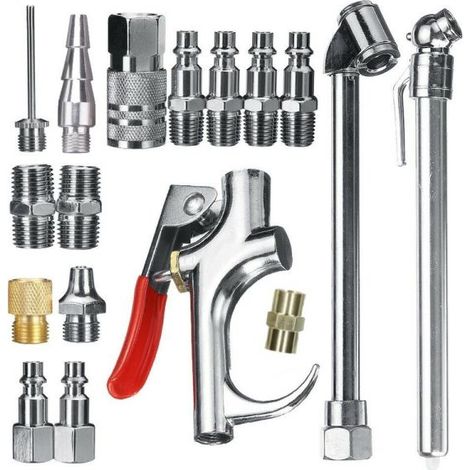 Kit accessori compressore ad aria compressa set 17 pz  raccordi innesti 1/4