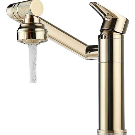 Chat porte-bonheur, robinet mitigeur, meuble de salle de bain, lavabo, vasque, robinet pivotant universel, style doré (1/5)