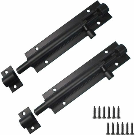 Lot de 2 verrous de porte en acier inoxydable, à pêne dormant et coulissants, pour porte d'entrée, portail de jardin ou fenêtre, 12,7 cm (5 pouces). (1/5)