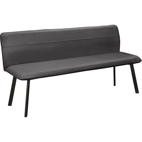 Banc de salle à manger en tissu anthracite et pieds en métal noir
