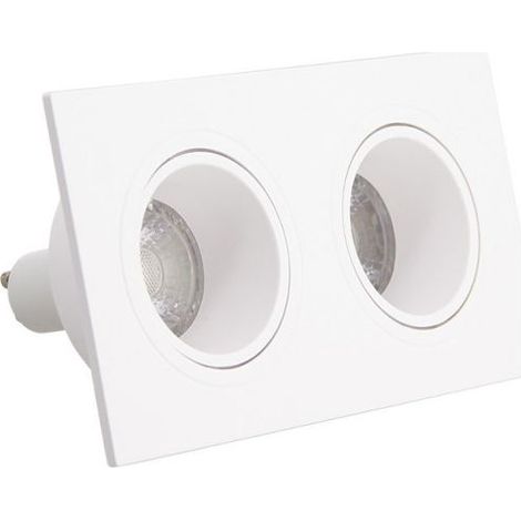 Xanlite - Spot 2 têtes GU10 50W 2700K Carré orientable Blanc IP20 - SP502TCAB (1/5)