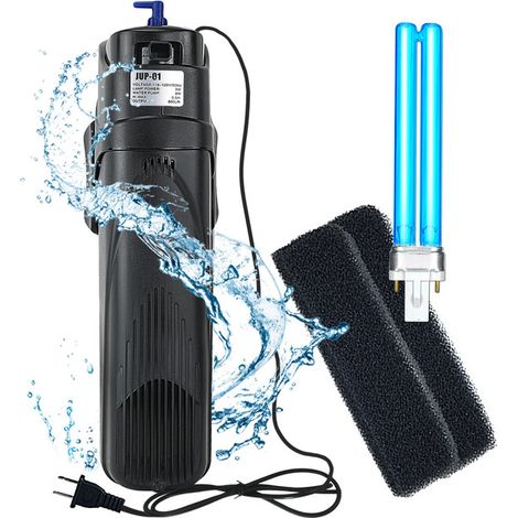 Filtre Interne d'Aquarium UV 4-en-1 avec Pompe et Stérilisateur pour Eau Claire