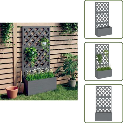 Blumenkasten mit Rankgitter Grau 65x33x135 cm WPC - Blumenkasten - Rankgitter - Hochbeet - Gartenmöbel - Outdoor Dekoration (1/5)