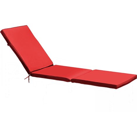 Coussin bain de soleil rouge 186 x 53 x 5 cm – Épais 5 cm – Fixation facile avec sangle – Résistant aux intempéries – Solys