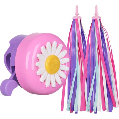 Sonnette et klaxon pour vélo enfant avec 1 paire de rubans décoratifs, accessoires de vélo pour garçons et filles