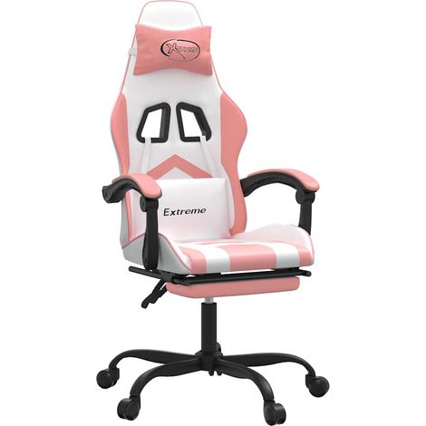 Maison Exclusive - Sedia da Gaming con Poggiapiedi Bianco e Rosa in Similpelle (1/5)
