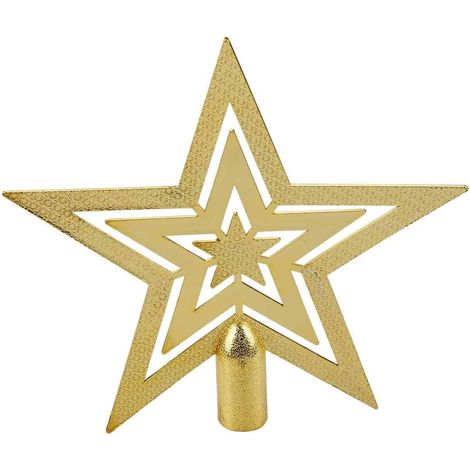 Estrella Para Adorno De Árbol De Navidad - Decoración Dorada Para Hogar Y Oficina - 10 Cm (1/5)