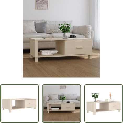Wohnzimmerbeistelltisch - Sideboard HAMAR Honigbraun 100x55x35 cm Massivholz Kiefer (1/5)