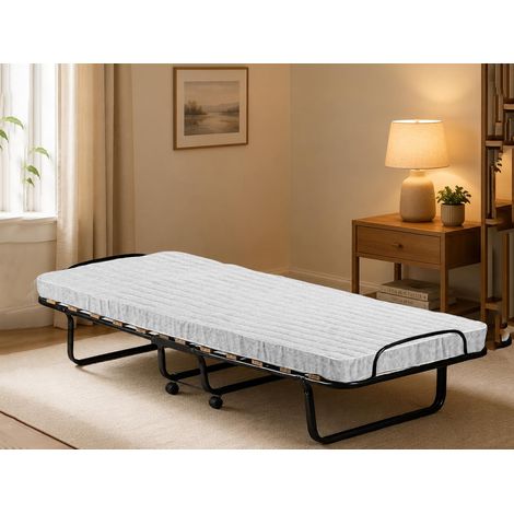 Talamo Italia - Letto pieghevole Eloisa, Brandina con rete a 15 doghe, Lettino salvaspazio, 100% Made in Italy, 80x200h40 cm, materasso memory incluso, con imballo rinforzato (1/5)