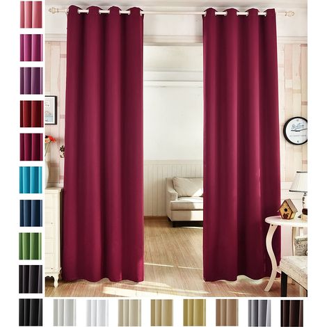 WOLTU 1 pièce Rideau occultant en Polyester, Rideau Opaque Suspension à œillets, 135x225cm, Mûre, VH5866bb