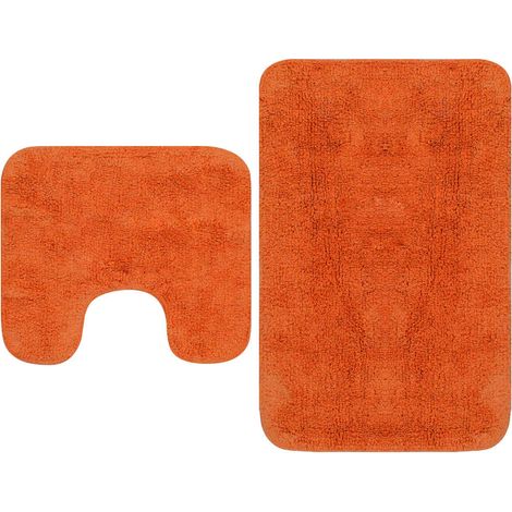 Tapis de salle de bain 2 pcs Tissu Orange (1/5)