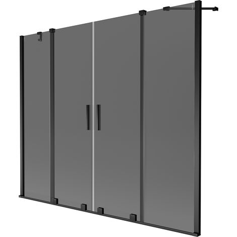 Mexen Velar Duo Badewannenfaltwand, 2-flügelig, verschiebbar, 190 x 150 cm, grafit, schwarz - 896-190-000-42-70 (1/2)