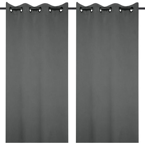 Rideau occultant uni 210gr/m2 Gris anthracite 140x280 cm