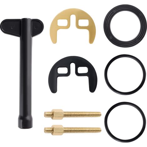 Kit de Fixation Mitigeur Monobloc, Fixation Robinet Double Trou, avec Clé, pour Cuisine Salle de Bain Buanderie, Or (1/5)