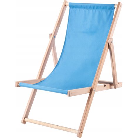 KADAX Liegestuhl, Strandstuhl aus Holz, Sonnenliege bis 120kg, Blau