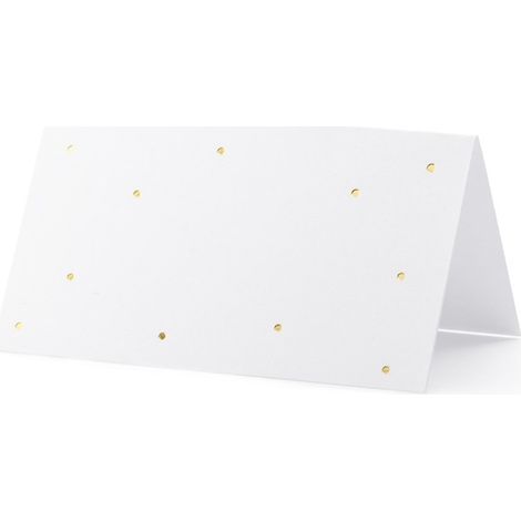 Segnaposto da tavola con pois bianchi e oro, 9,5x5,5 cm x 10 pezzi (1/3)
