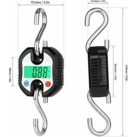 Crochet Peseur - Dynamomètre LCD 150 kg - Balance Industrielle pour Pesage de Charges - Précision Double Échelle 50 g / 100 g - Affichage Rétroéclairé - 1 Pièce (1/5)