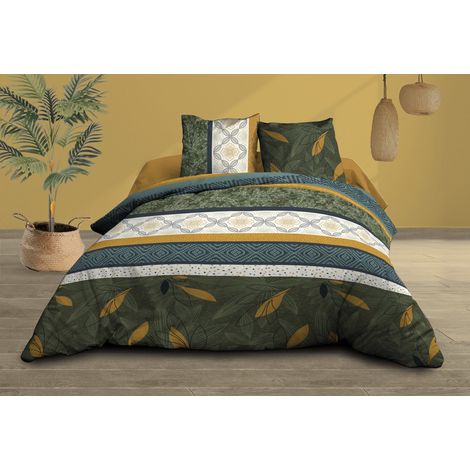 Housse de couette 240x260 + 2 taies - Pur coton 57 fils - Owen (1/4)