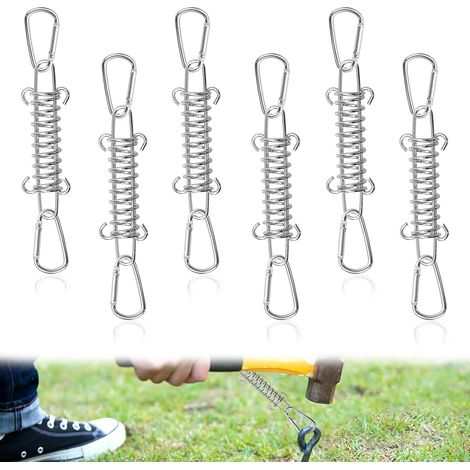 Tendeur Voile Ombrage, Ressort Voile Ombrage avec 12 Mousquetons, 6 Pcs pour Fixer un Voile d'Ombrage au Sol (1/5)