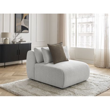 BOBOCHIC - Chauffeuse 1 place avec têtière pour canapé modulable JANA tissu chiné Gris clair (1/5)