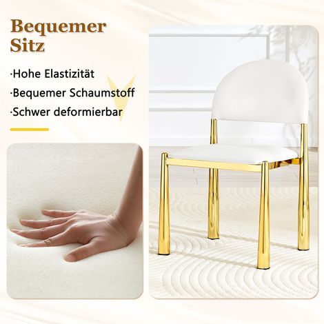 Lot de 2 chaises de salle à manger modernes, fauteuil rembourré à dossier arrondi, chaise de cuisine en cuir PU avec pieds en métal, hauteur 80 cm, élégante et résistante, sans table. (1/5)