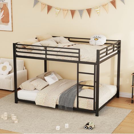 Etagenbett 140x200 cm schwarz aus Metall mit Sicherheitsgittern und Lattenrost (1/5)