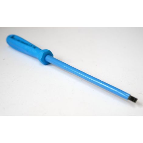 Tournevis plat 3x0.5x100mm isolé 1000V lame acier chromé manche bleu ATEX II pour vis tête fendue DERANCOURT