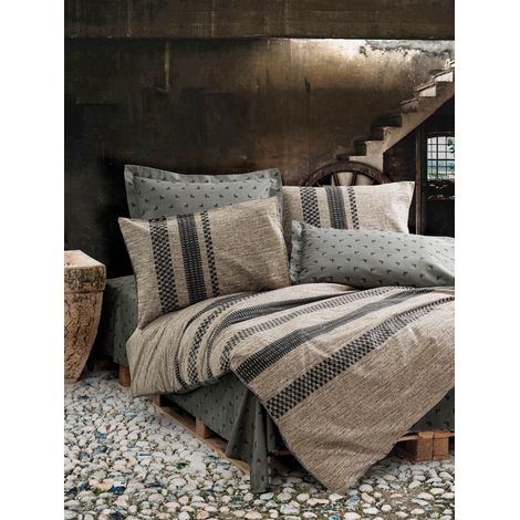 Funda nórdica, funda nórdica, ropa de cama Set 100% Algodón Marrón Negro Gris (1/3)