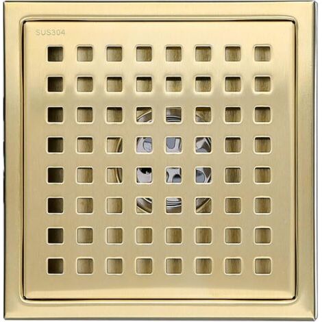 Caniveau de douche carré 15x15cm en acier inoxydable brossé – Drain de douche avec noyau anti-odeur en laiton – Installation facile (1/5)