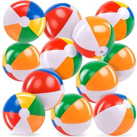 Balles de Plage Arc-en-Ciel, 30 cm Jouets de Piscine gonflables pour Jeux d'eau d'été Kids Birthday Party Supplies Combo Set Balles de Plage gonflables (1/5)