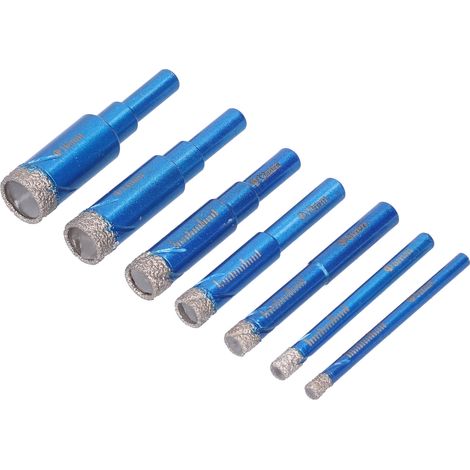 Set mit 7 Diamant-Trockenbohrern (5–16 mm), Lochsäge mit Rundschaft, vakuumgelötet für Keramikfliesen (1/5)