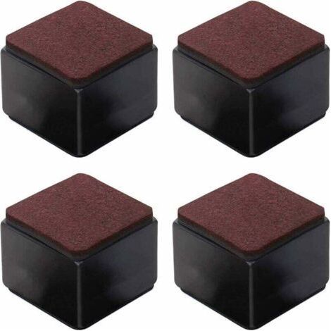 Set of 4 Self-Adhesive Carbon Steel Furniture Risers - 50mm Height for Beds, Sofas, Wardrobes - Black Squares， (1/4)