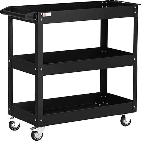Carro de servicio, construcción de acero resistente, mango ergonómico, negro. (1/5)