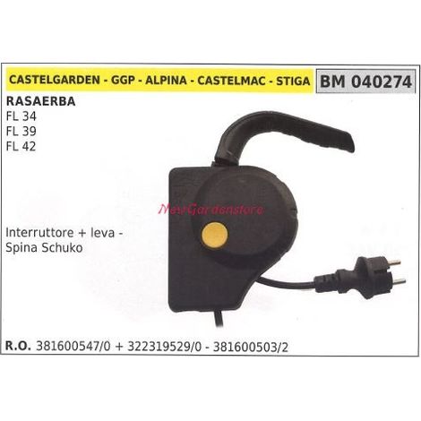 Interruptor cortacésped eléctrico castelgarden motor FL 34 39 42 040274
