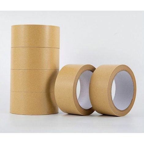 6PCS Ruban adhésif en papier kraft Recyclable Inscriptible Déchirable Haute résistance à la traction pour scellage de carton Scellage de cadre photo 2cm x 25m Couleur marron