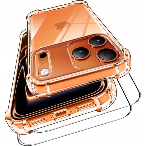 Funda blindada para Apple iPhone 17 PRO, carcasa transparente antichoque + 2 protectores de pantalla de cristal de 9 pulgadas. (1/5)
