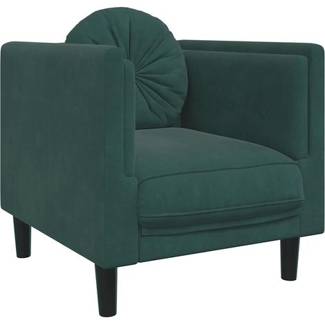 Fauteuil de Salon,Chaise,Fauteuil avec coussin vert foncé velours CFW349271 (1/5)