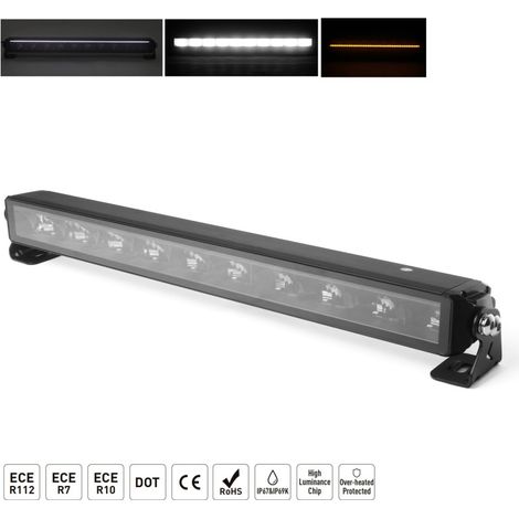 Barre LED 54,5 cm / 22 pouces 12 V – 24 V de haute qualité — projecteur à diode avec feux de position blanc et orange (feux de j