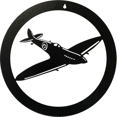 Spitfire Small Wall Art - L29.5 x W1.5 cm - Powder Coated Black