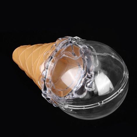 Transparente Bonboniere aus Kunststoff in Form einer Eistüte, gelb, ideal als Geschenk für Hochzeiten, Weihnachten, Geburten oder Geburtstage. (1/5)