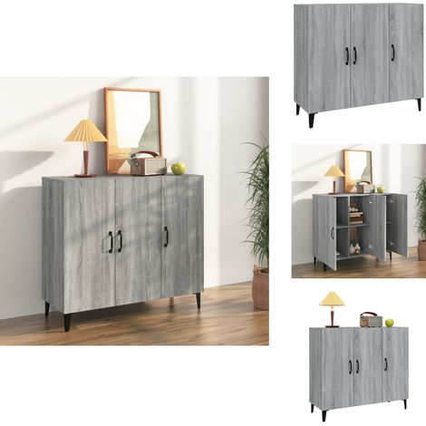 Sideboard Grau Sonoma 90x34x80 cm Holzwerkstoff - Schreibtisch - Wohnzimmermöbel - Sideboard Grau - Industrieller Stil - Regal (1/5)