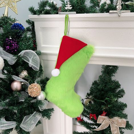 Chaussette De Noël - Tricotée En Polyester - 36 X 23 X 10 Cm - Pour Cheminée Arbre Ou Décoration Intérieure - 1 Pièce (1/4)